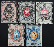 1875, Serie Wappen Waagr. Gestreiftes Papier, Gestempelt, MiNr. 24/28, ME 20,- - Usados