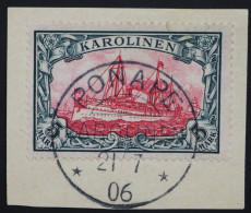 1900 Karolinen, 5 Mark Sauber Gestempelt 'PONAPE' Auf Bfst., MiNr. 19, ME 600,-+ - Islas Carolinas