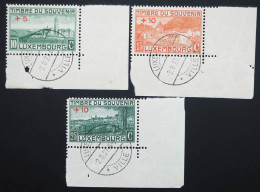 1921, Serie Kriegerdenkmal, Ersttagspl., Vom R. U. Eckrand, MiNr. 137/39, ME 20 - Gebruikt