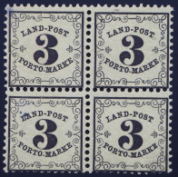 Baden, 3 Kr., Postfrischer Viererblock, Dabei PF: E Verstümmelt, MiNr. 2x II, 2x - Mint