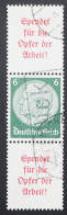 DR, A5 + 8 Pf Hindenburg + A5 Zusammendruck, Gestempelt, MiNr. S 124, ME 160,- - Blocks & Kleinbögen