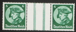 Deutsches Reich, 6 Pf + Z + 6 Pf Friedrich Zdr., Postfrisch, MiNr. WZ 10, ME 80 - Blokken