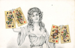 Cartes à Jouer , Jeu De Carte * CPA Illustrateur Art Nouveau Jugendstil * Femme & Cards - Speelkaarten