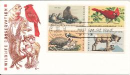 USA FDC Warm Springs 4-7-1972 Wildlife Conservation Set Of 4 In A Block Of 4 With Cover Craft Cachet - 1971-1980