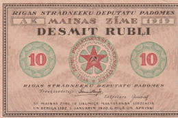 LATVIA. 10 Rubli.  1919  P-R4. XF - Latvia