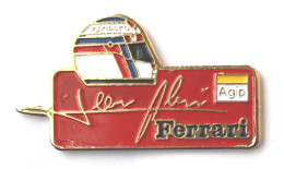 Superbe Pin's FERRARI - JEAN ALESI - Casque Du Pilote - Sponsors Marlboro Et AGIP - ZZ029 - Ferrari
