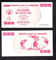 ZIMBABWE 500000000 DOLLARI 2008 PIK 60 FDS - Zimbabwe