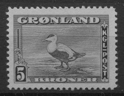 1945 Greenland 5kr Eider Duck Lightly Mounted Mint - Ungebraucht