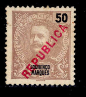 ! ! Lourenco Marques - 1917 King Carlos Local Republica 50 R - Af. 148 - No Gum - Lourenzo Marques