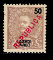 ! ! Lourenco Marques - 1917 King Carlos Local Republica 50 R - Af. 148 - No Gum - Lourenco Marques