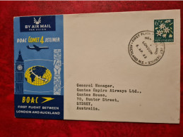 1963 NEW ZEALAND FIRST FLIGT LONDON AND AUCKLAND  BOAC COMET 4 JETLINER - Storia Postale