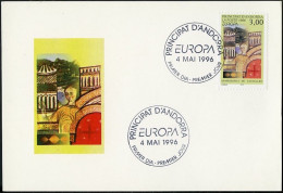 Andorre Français - Andorra CM 1996 Y&T N°476 - Michel N°MK497 - 3f EUROPA - Maximum Cards