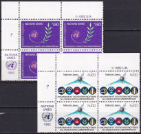 UNO GENF 1982 Mi-Nr. 107/08 Eckrand-Viererblocks ** MNH - Unused Stamps