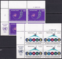 UNO GENF 1982 Mi-Nr. 107/08 Eckrand-Viererblocks ** MNH - Neufs