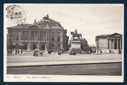 Genève. Place Neuve,Théâtre Et Musée Rath. Statue équestre Du Général Dufour ( 1884- Lanz). 1907 - Genève