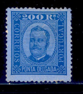 ! ! Ponta Delgada - 1892 D. Carlos 200 R (Perf. 12 3/4) - Af. 11 - No Gum - Ponta Delgada