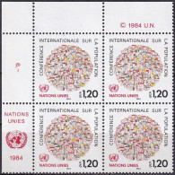 UNO GENF 1984 Mi-Nr. 119 Eckrand-Viererblock ** MNH - Ungebraucht