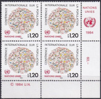 UNO GENF 1984 Mi-Nr. 119 Eckrand-Viererblock ** MNH - Neufs