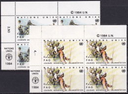 UNO GENF 1984 Mi-Nr. 120/21 Eckrand-Viererblocks ** MNH - Unused Stamps