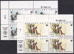 UNO GENF 1984 Mi-Nr. 120/21 Eckrand-Viererblocks ** MNH - Neufs