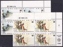 UNO GENF 1984 Mi-Nr. 120/21 Eckrand-Viererblocks ** MNH - Neufs