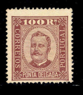 ! ! Ponta Delgada - 1892 D. Carlos 100 R (Perf. 13 1/2) - Af. 09 - No Gum - Ponta Delgada