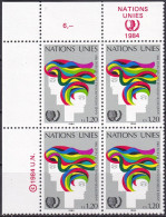 UNO GENF 1984 Mi-Nr. 126 Eckrand-Viererblock ** MNH - Nuovi