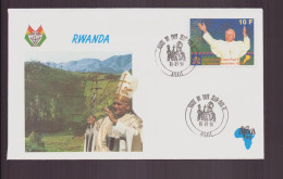 Rwanda, Enveloppe Avec Cachet Commémoratif " Visite Du Pape Jean-Paul II " Kigali 1990 - Other & Unclassified