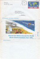 AIRMAIL, WORLD MAP,  COMMUNICATIONS YEAR, AEROGRAMME, 1984, USA - 3a. 1961-… Oblitérés