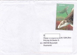 WHALES, STAMP ON COVER, 2017, BELGIUM - Storia Postale