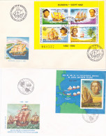 FAMOUS PEOPLE, CHRISTOPHER COLUMBUS, DISCOVERY OF AMERICA, SHIPS, COVER FDC, 4X, 1992, ROMANIA - Christophe Colomb