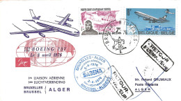 LETTRE 1976  1 VOL   BRUXELLE  ALGER SABENA BOEING 737 LE 3 AVRIL 1976  VOIR SCAN POUR ETAT - Covers & Documents