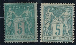 France N°75 - 2 Nuances Différentes - Neuf * Avec Charnière - TB - 1876-1898 Sage (Type II)