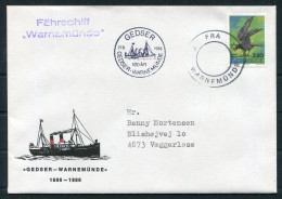 1986 Denmark Germany "Fra Warnemünde" Paquebot Gedser Fahrschiff "Warnemünde" Ship Cover. 2.80kr Birds - Covers & Documents