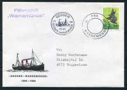 1986 Denmark Germany "Fra Warnemünde" Paquebot Gedser Fahrschiff "Warnemünde" Ship Cover. 2.80kr Birds - Covers & Documents
