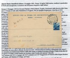 Cartolina Con Autografo Dello Storico Alberto Maria Ghisalberti Da Milano Istituto Per Storia Del Risorgimento Italiano - Personnages Historiques