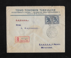 1928 Finnland R-Incoming-Geschäfts-Brief Helsinki 1.VI.28 Nach Fürth/Bayern DE - Briefe U. Dokumente