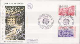 Europa CEPT 1990 Andorre Français - Andorra FDC2 Y&T N°388 à 389 - Michel N°409 à 410 - 1990