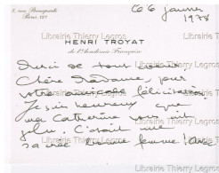 Autographe Henri TROYAT Carte Correspondance Manuscrite Signée - Schrijvers