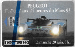 CARTE-¤PUBLIC-120U-F412-SC7-07/93-PEUGEOT 905-2-DIMANCHE 6H-V°N°Rge C 38042185-NSB-TBE - 1993