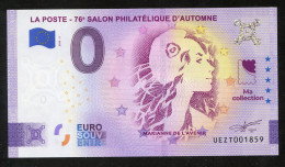 FRANCE (2023) Billet Touristique Euro Souvenir - Marianne De L'Avenir - La Poste 76e Salon Philatélique D'Automne Paris - Fiktive & Specimen