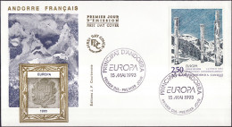 Europa CEPT 1993 Andorre Français - Andorra FDC Y&T N°430 à 431 - Michel N°451 à 452 - 2 Enveloppes - 1993