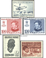 Dänemark - Grönland 100-104 (kompl.Ausg.) Jahrgang 1977 Komplett Postfrisch 1977 Post, Margrethe, Kunst, Bronlund - Neufs