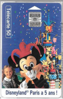 CARTE-PUBLIC-F 735-50U-SC7-DN° Rge Etroit-DISNEYLAND 5ANS-V° DN° Rge C75006832-NSB-TBE- - 1997