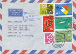 Japan Air Mail Cover Sent To Germany 12-11-1969 With  A Lot Of Stamps - Posta Aerea