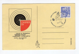 1989. YUGOSLAVIA,CROATIA,ZAGREB,EUROPEAN SHOOTING CHAMPIONSHIP,SPECIAL CANCELLATION,POSTCARD,USED - Yougoslavie