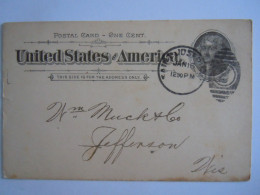 USA Jan 1895 Scott UX12 Postal Card St. Joseph, Missouri To Jefferson Entier Ganzsache - ...-1900