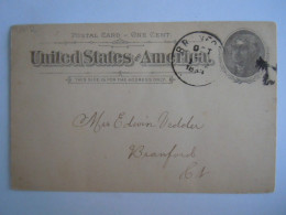 USA Oct 1894 Scott UX12 Postal Card Branford Conn. Entier Ganzsache - ...-1900