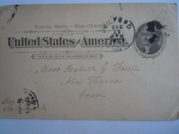 USA Dec 1899 Scott UX12 Postal Card Guilford, Conn. To New Haven Entier Ganzsache - ...-1900