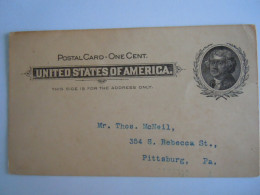 USA Apr 1901 Scott UX14 Postal Card To Pittsburg Not Circulated Entier Ganzsache - ...-1900